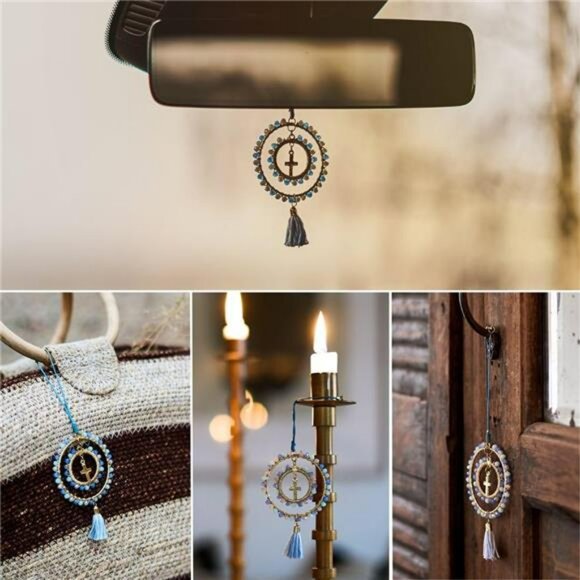 Crystal cross car mirror hanging suncatcher rearview charm keychain bag accessor - Picture 5 of 8